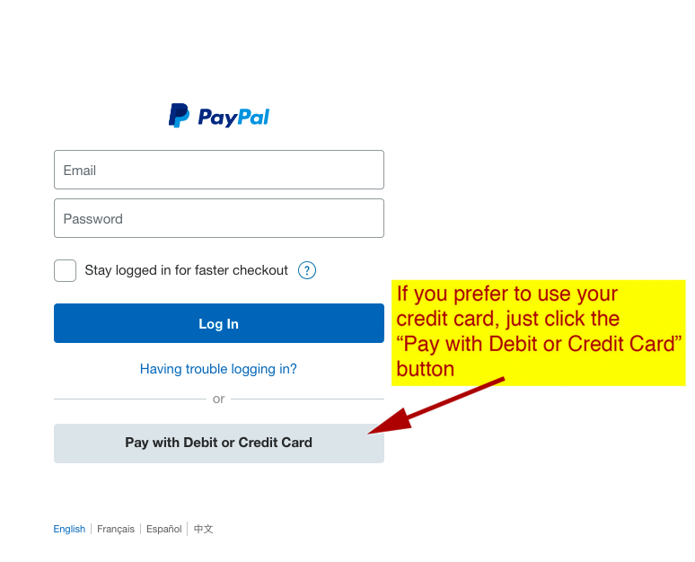 pay online with paypal or your credit card